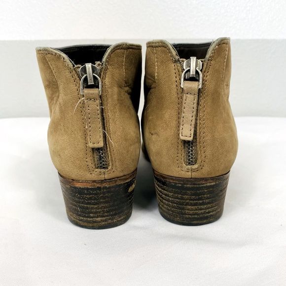 CASLON Suede Taupe Tan ‘Mayne’ Midi Zip Heeled Ankle Bootie - Picture 4 of 7